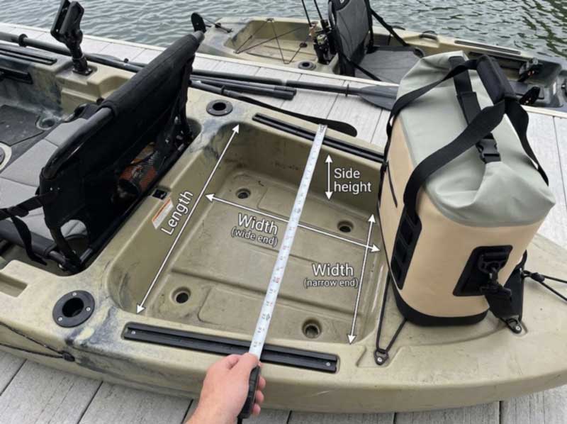 measuring a fishing kayak rear tank well for a cooler measuring a fishing kayak rear tank well for a cooler